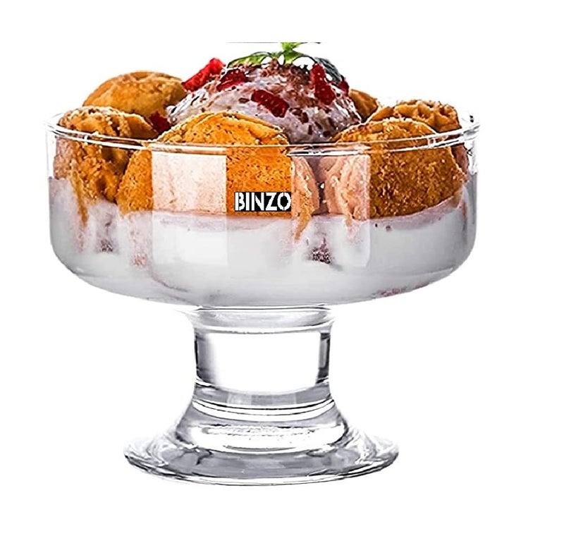BINZO Glass Ice Cream Bowl Cup Set, Pack of 6, 150 ml, Clear, Glassware Bowls for Serving Sweet, Rasgulla, Kheer, Desserts, Fruit Creams, Sundae - Image 1