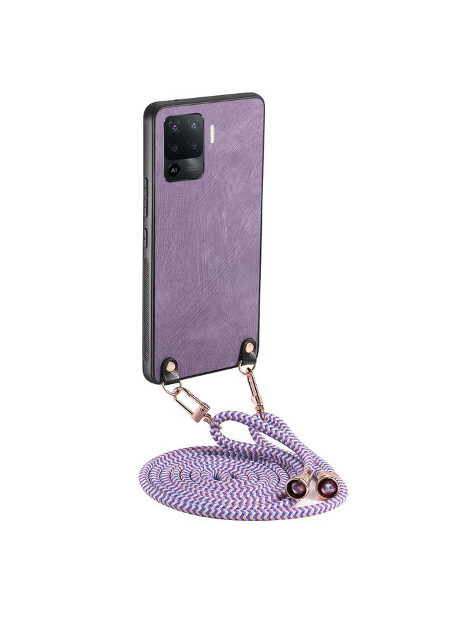 S-TOP Case For OPPO F19 Pro+ Vintage Leather PC Back Cover Phone Case with Crossbody Strap - Image 1