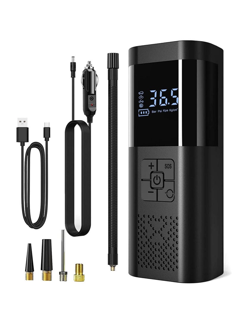 SOLARAE Tire Inflator Air Compressor, Car Accessories, 150PSI Rechargeable Cordless Tire Inflator with Pressure Gauge, 12V DC Mini Air Pump Auto Shut off, Tire Pump with LED Light for Car Motorcycle Bicycle - Image 1