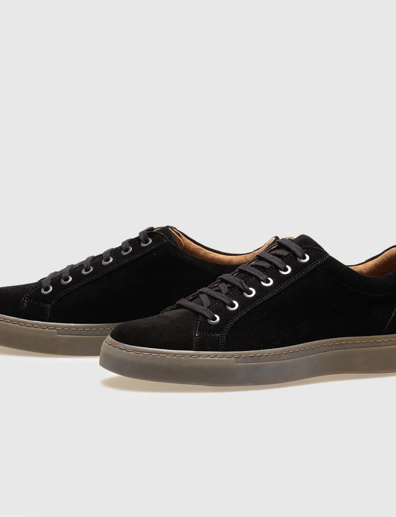 Cabani Black Suede Lace-up Men's Sports Shoes