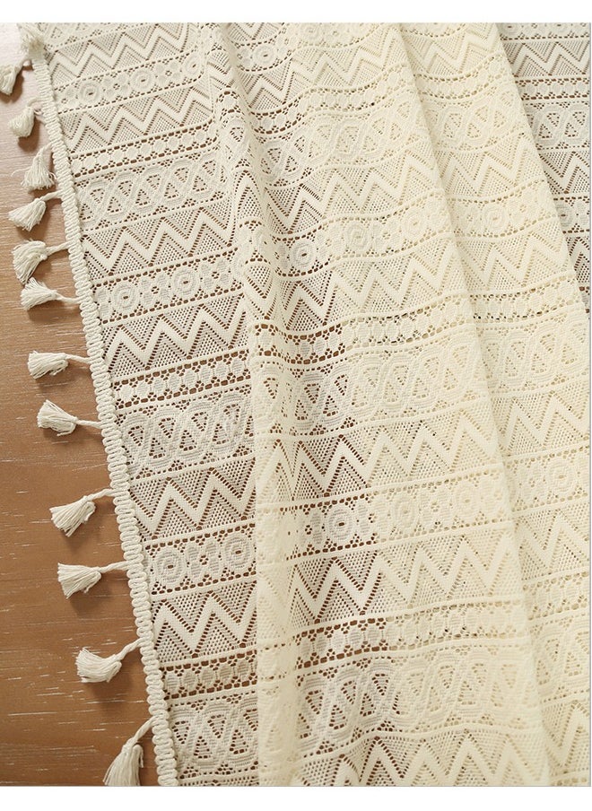 AVHUGOO Lace tablecloth made of cotton and linen, featuring an artistic and dust-proof design with a rustic style tablecloth 140*100cm  - Image 5