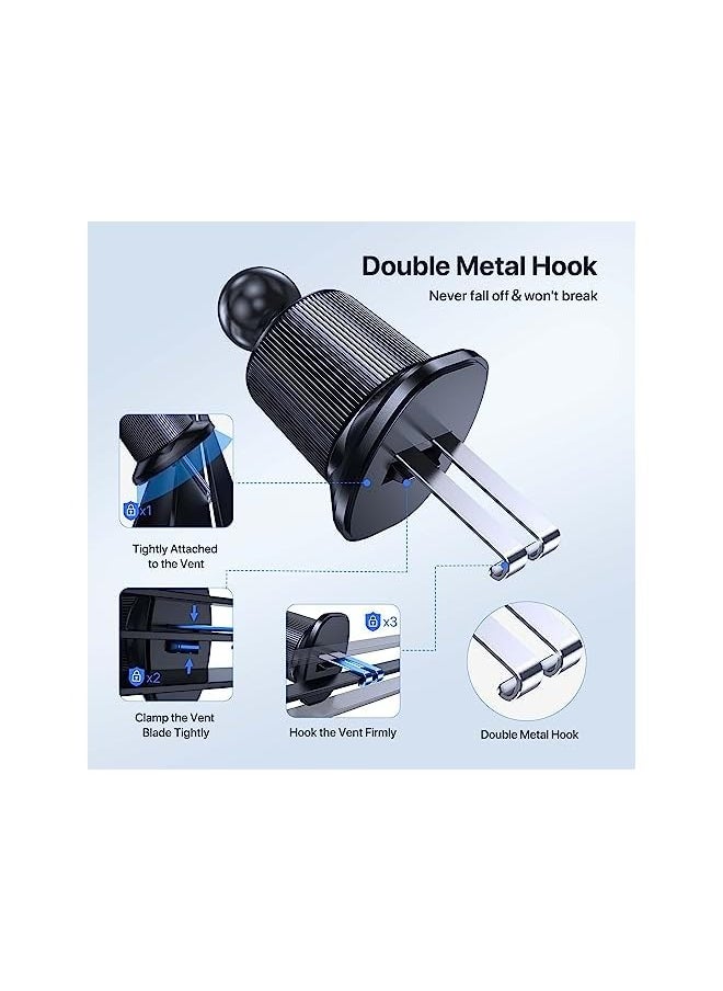Miracase - Car Phone Holder, [Upgraded Dual Metal Hook Clip] Universal Mobile Holder for Car, Hands Free Air Vent Phone Holder Car Compatible with iPhone/Galaxy /Nokia and All 4.0"-7.0" Smartphones - Image 1