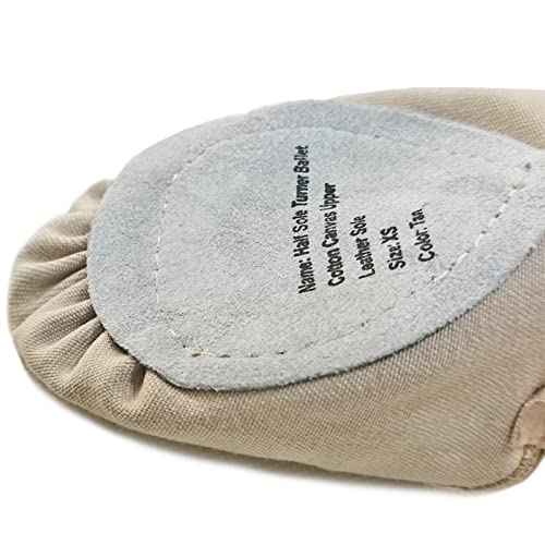 DANCE YOU DANCEYOU Stretch Canvas Lyrical Shoes for Girls Womens Half Soles Pirouette Contemporary Turners Dance Shoes, Tan, S - Image 4