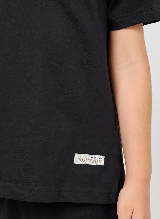 Styli Solid Round Neck T-Shirt & Shorts Set