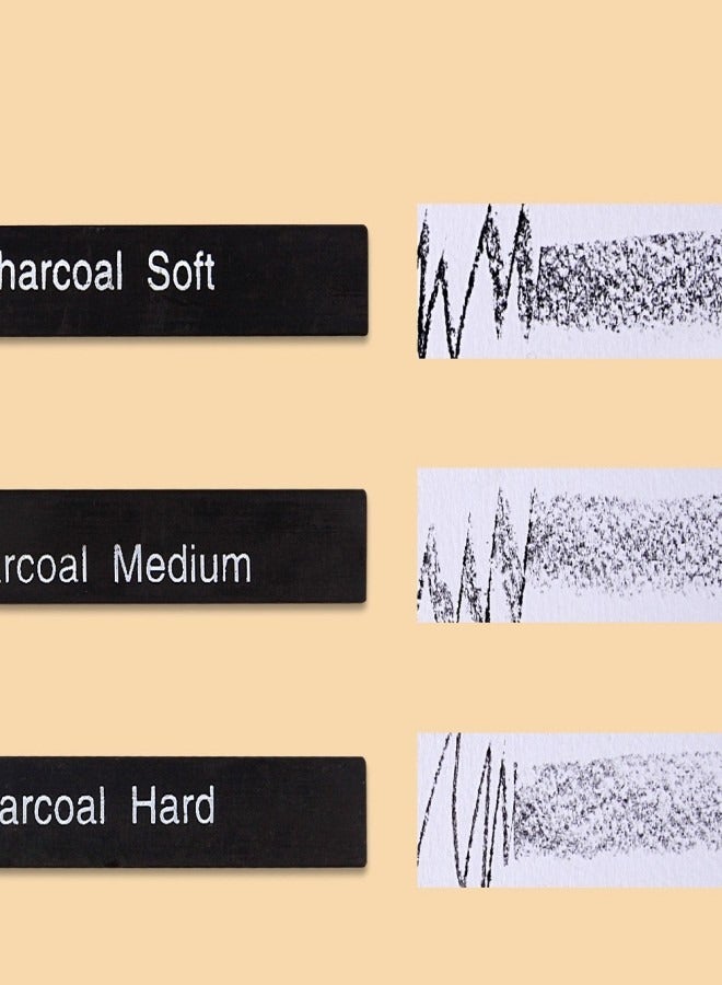 Xinbowen Compressed Charcoal Drawing Sticks – 6-Piece Set for Artists, Soft, Medium & Hard Charcoal for Sketching & Shading - Image 4