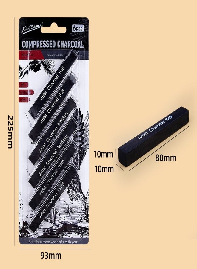 Xinbowen Compressed Charcoal Drawing Sticks – 6-Piece Set for Artists, Soft, Medium & Hard Charcoal for Sketching & Shading - Image 5
