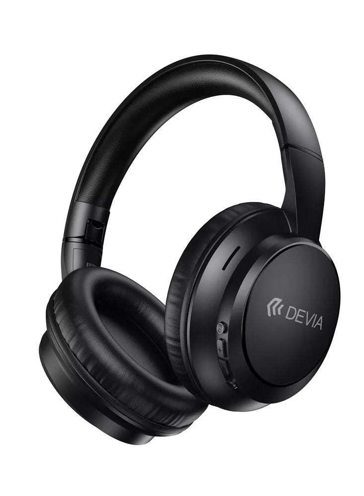 devia Wireless Bluetooth 5.4 Headphones with 40mm HD Stereo Sound – 10-Hour Battery Life, Dual Connectivity, 3 Sound Modes, Lightweight Foldable Design, 15m Range, Black - Image 1
