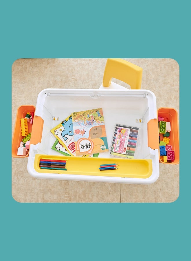 ماركولو طقم طاولة وكرسي نشاط للأطفال – قابل للطي، متعدد الوظائف للعب والدراسة والتخزين مع سطح لمكعبات البناء - Image 4