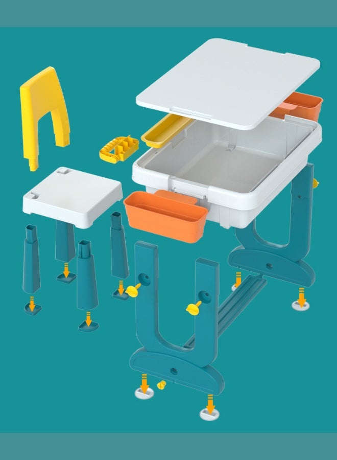 ماركولو طقم طاولة وكرسي نشاط للأطفال – قابل للطي، متعدد الوظائف للعب والدراسة والتخزين مع سطح لمكعبات البناء - Image 5