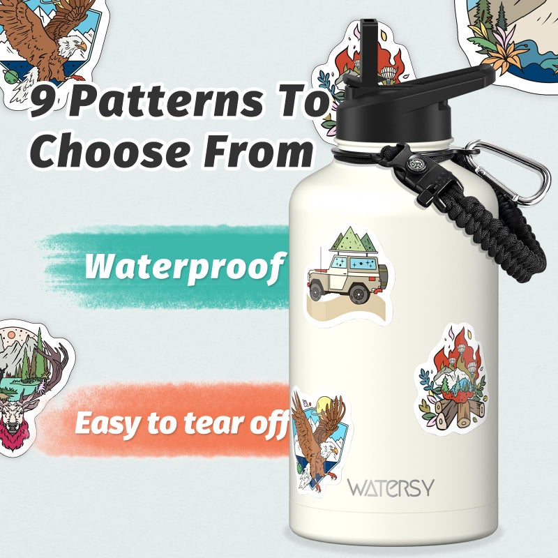WATERSY 64oz Insulated Water Bottle (Cold for 48 Hrs),BPA Free&Leak Proof,Half Gallon Stainless Steel Water Flask,Water Jug with Straw Spout Lids for Gym,Hiking,Camping,White - Image 4