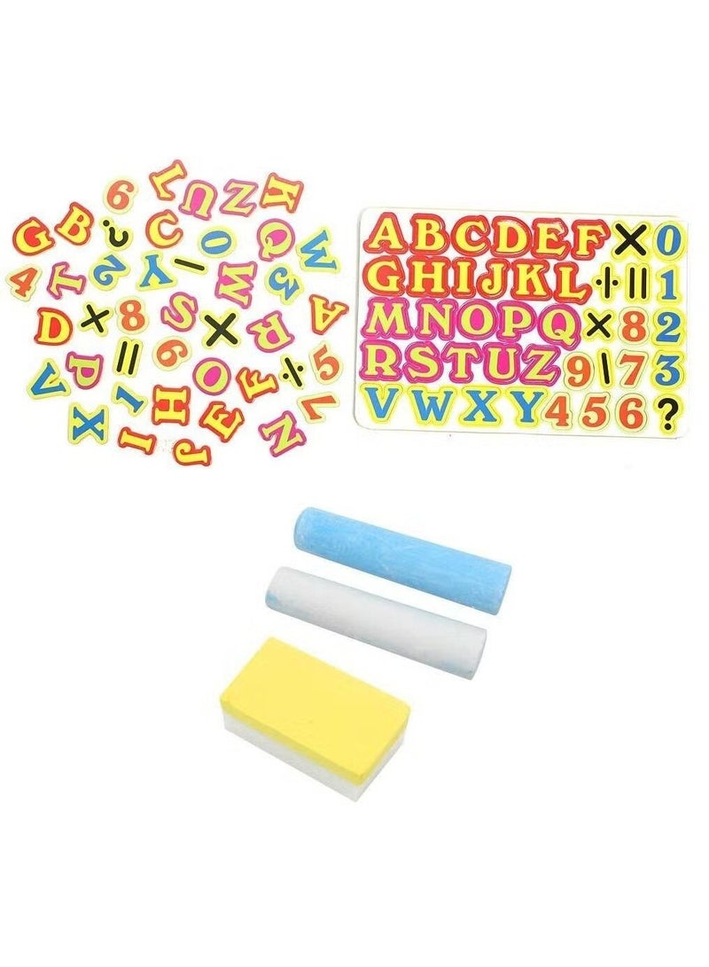 Easel Board for Kids 3 in 1 Dry Erase White Board Magnetic Board and Chalkboard Art Activity Drawing for Artist with Learning Magnetic Alphabet and Numbers  - Image 5