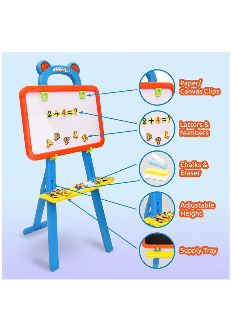 Easel Board for Kids 3 in 1 Dry Erase White Board Magnetic Board and Chalkboard Art Activity Drawing for Artist with Learning Magnetic Alphabet and Numbers  - Image 4