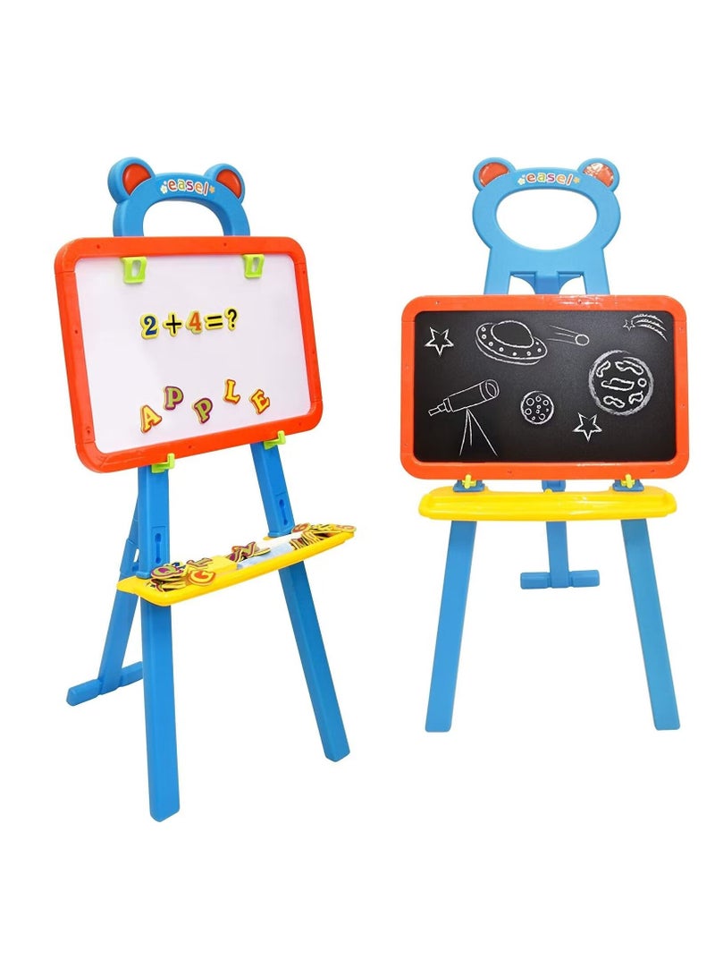 Easel Board for Kids 3 in 1 Dry Erase White Board Magnetic Board and Chalkboard Art Activity Drawing for Artist with Learning Magnetic Alphabet and Numbers  - Image 1