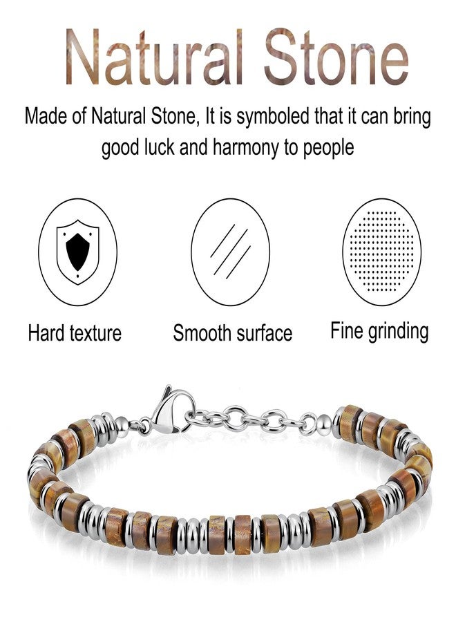 SIUMAL Beaded Bracelets, Mens Bracelet, Boho Stainless Steel Bracelets for Men - Image 4