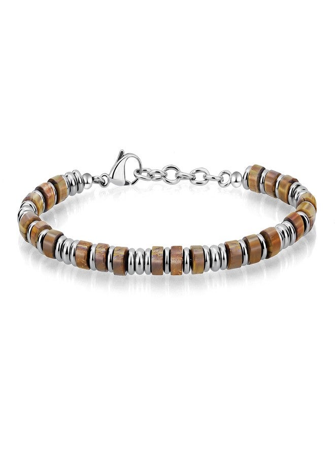 SIUMAL Beaded Bracelets, Mens Bracelet, Boho Stainless Steel Bracelets for Men - Image 1