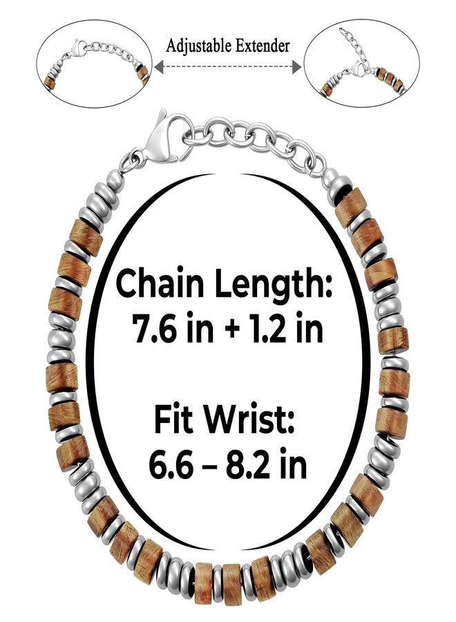 SIUMAL Beaded Bracelets, Mens Bracelet, Boho Stainless Steel Bracelets for Men - Image 3