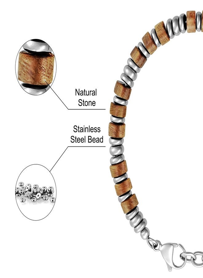 SIUMAL Beaded Bracelets, Mens Bracelet, Boho Stainless Steel Bracelets for Men - Image 5