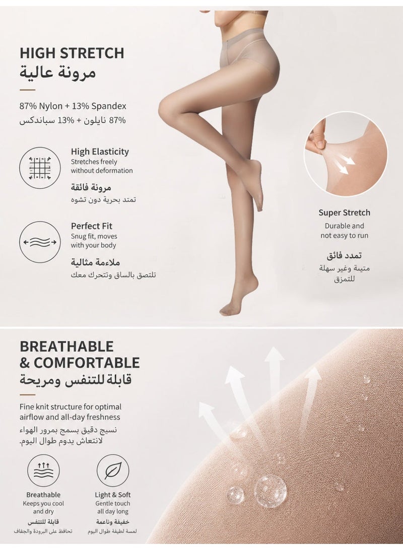 Tights Stockings Women's High Stretch Pantyhose, 87% Nylon and 13% Spandex, Soft Lightweight Breathable Fabric, Smooth Comfortable Fit, Natural Leg Coverage, Flexible Elastic Material, Durable Everyday Hosiery, Available in Black, Gray, Natural Nude and Coffee Colors, Suitable for Daily Wear, Office, Business, Party, Wedding and Formal Occasions, Easy to Match with Dresses, Skirts, Shorts and Heels, Classic Fashion Hosiery for All Seasons. grey - Image 4