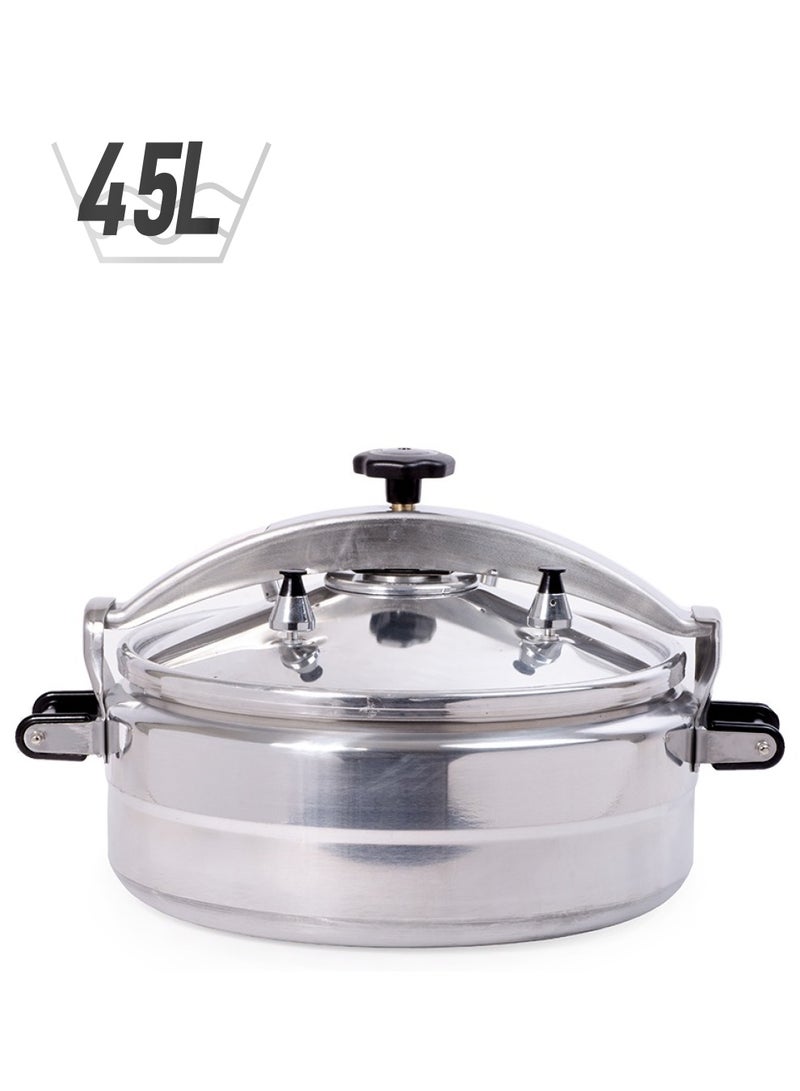 45LLiters Aluminum Pressure Cooker With 2 Whistles, 2 Safety Valves And 4 Handles 45L Silver - Image 1