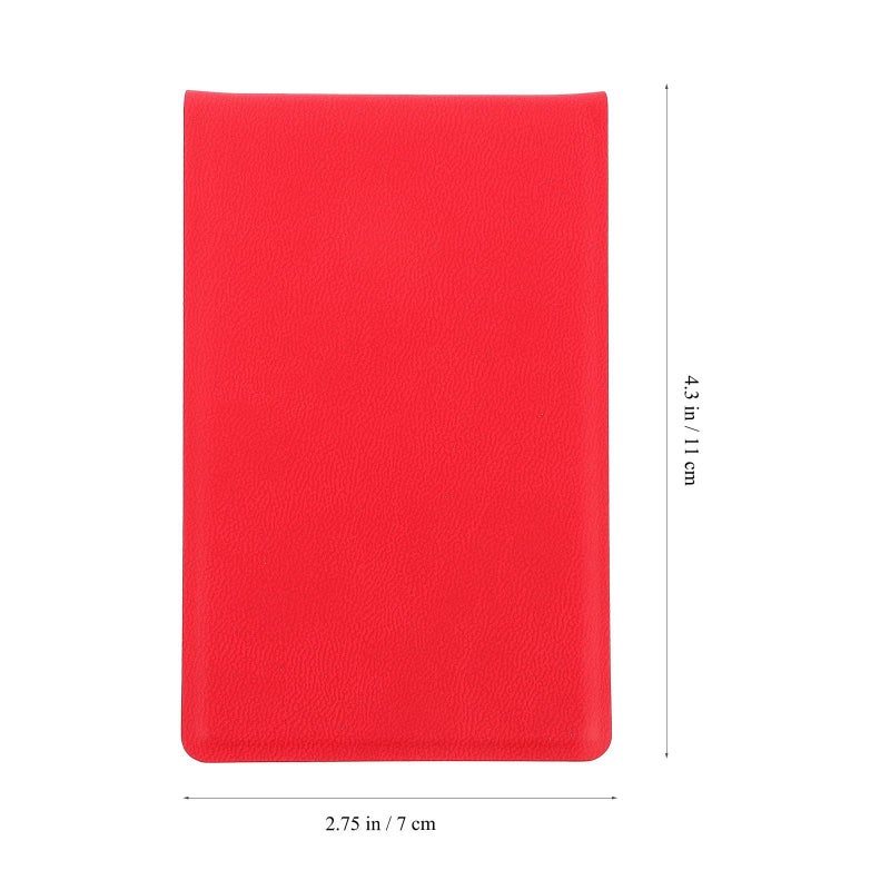 Red PU Stainless Steel Folding Makeup Mirror Portable Travel Pocket Cosmetic Mirror - Image 3