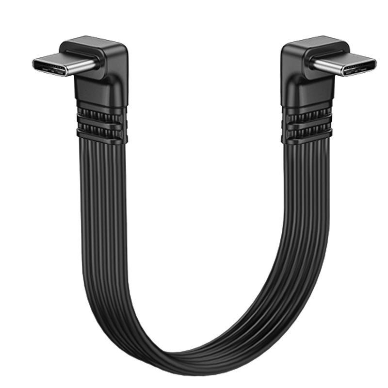 LANMINGLEL Short 90 Degree USB Type C 2.0 Flat Cable,PD 65W USB C 2.0 Fast Charge Cord,Data & Fast Charging Sync Cord,Short USB Type C Flat Soft Data Cable,for Phone (Angle to Angle, 0.1M) - Image 1