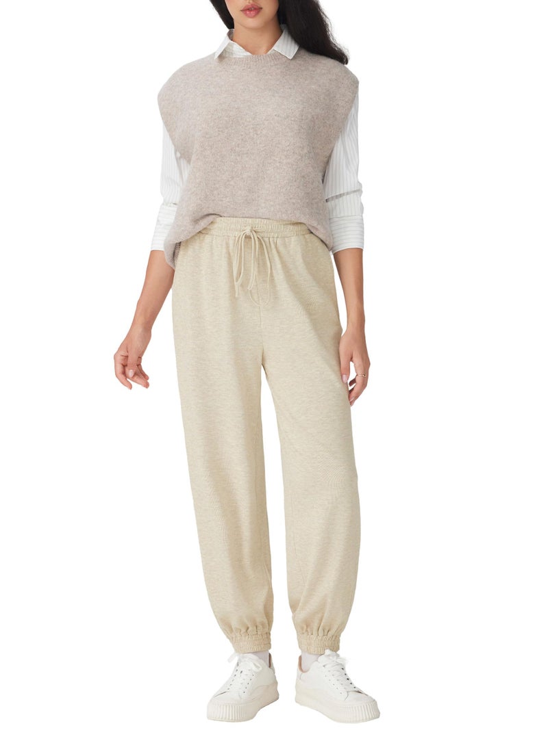 CIDER Women's Casual Sweatpants Drawstring Lounge Pants Comfortable Knit Joggers with Pockets Khaki - Image 5