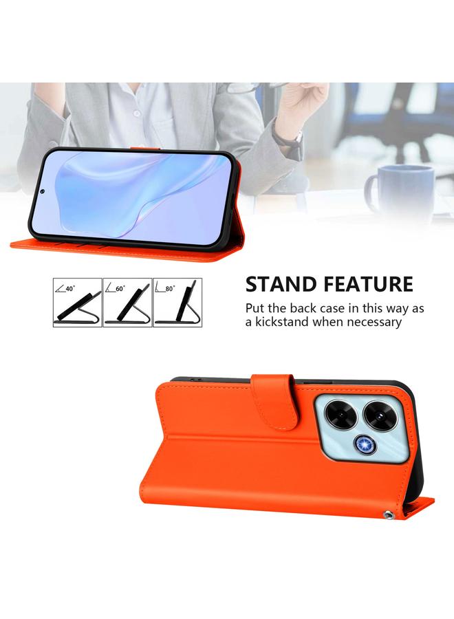 اس-توب جراب لهاتف Redmi 13 4G Global / 13 5G Global مصنوع من الجلد بلون سادة مع حبل - Image 3