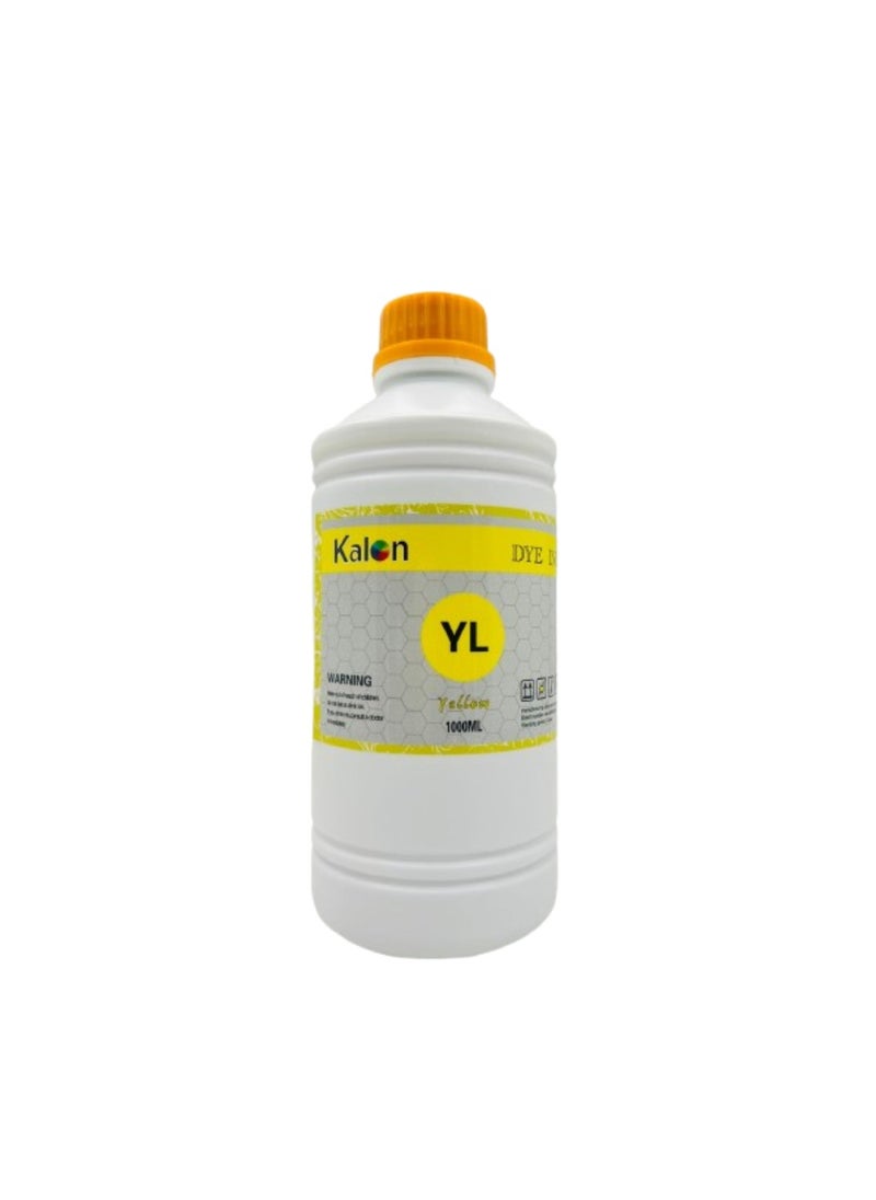 Kalon 1 Liter Universal Compatible Refillable Refill Dye Ink For Ecotank Inkjet Printer Epson {yellow} 