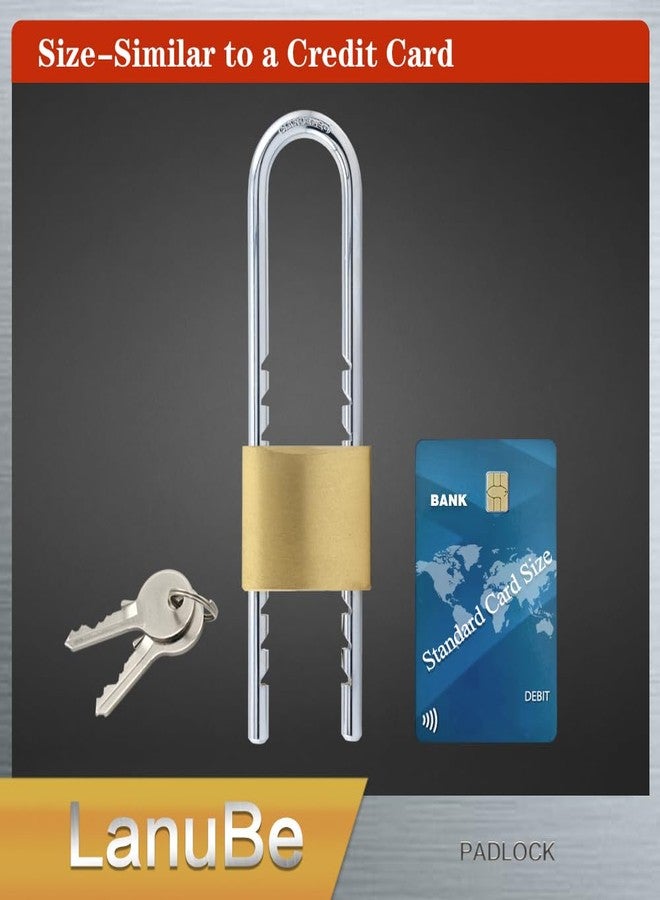 Lanube Solid Brass Cabinet Locks with Keys U Lock with Adjustable Length Shackle Outdoor and Indoor Keyed Alike Locks for Chains Trailers and Utility Boxes Removable 2.4 to 6 inches Pack of 2 - Image 4