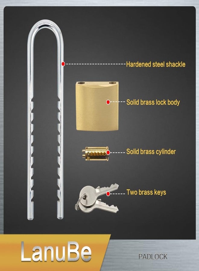 Lanube Solid Brass Cabinet Locks with Keys U Lock with Adjustable Length Shackle Outdoor and Indoor Keyed Alike Locks for Chains Trailers and Utility Boxes Removable 2.4 to 6 inches Pack of 2 - Image 5