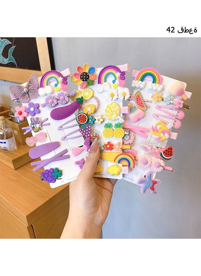 Unique 42Pcs Hair Clips, Barrettes for Girls, Kids Hair Clips for Styling, Flower Rainbow Candy Fruits Butterfly Cute Hair Clips for Girls  - Image 1