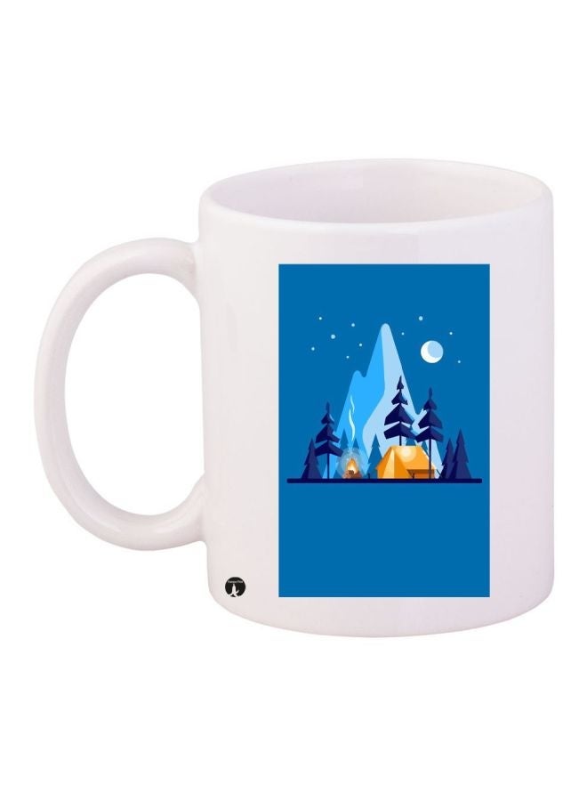 Cartoon Printed Coffee Mug White/Blue 11ounce
