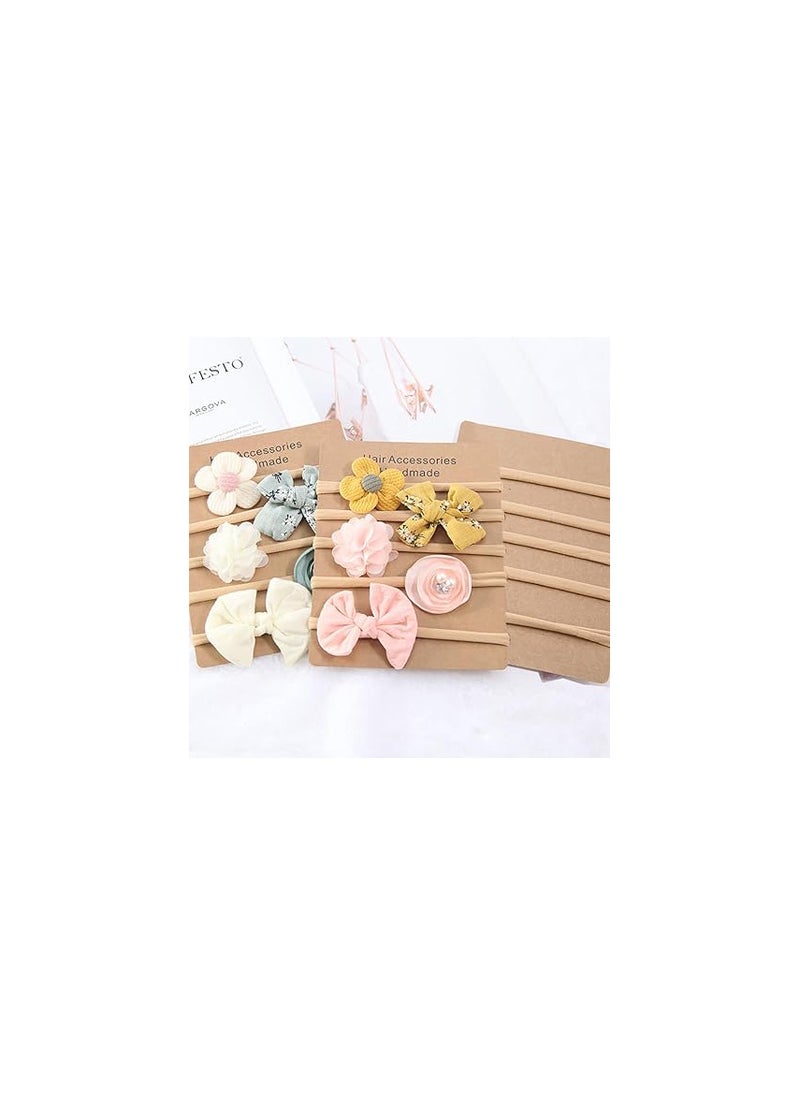 ANZAILALA - Anzailala baby hair band 5 PCS hairband for baby girl Flower hairband for new born baby girl 0-6 months(yellow + pink) - Image 1