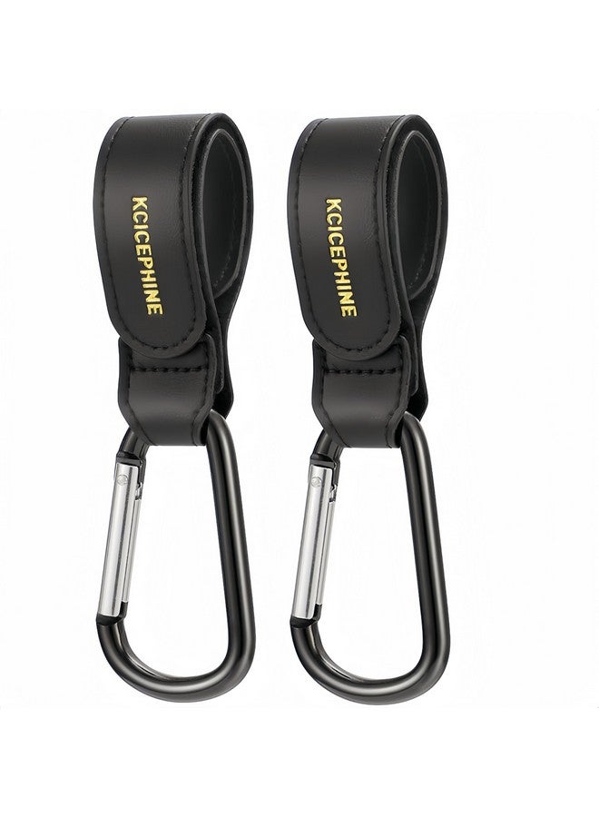 Kcicephine 2 Pack Stroller Hooks, Stroller Straps for Diaper Bags,Adjustable Stroller Carabiner Clip,Baby Stroller Accessories for nuna,Uppababy,Bob,Hook for Bike,Scooter,Wheelchair,Walker Accessories（Black） - Image 1