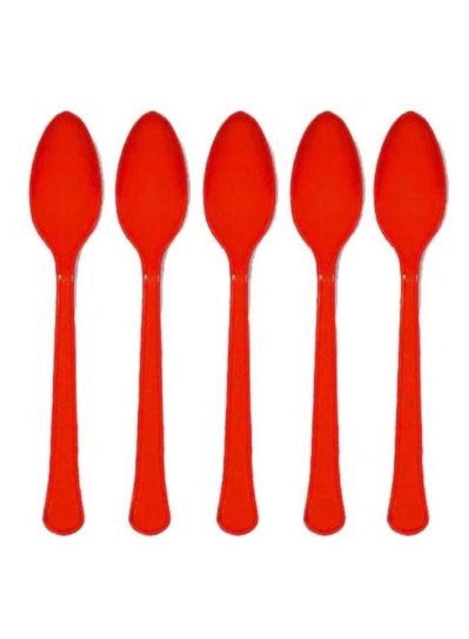 Amscan Reusable Plastic Spoon Heavyweight Duty Red Colour 20 Pieces