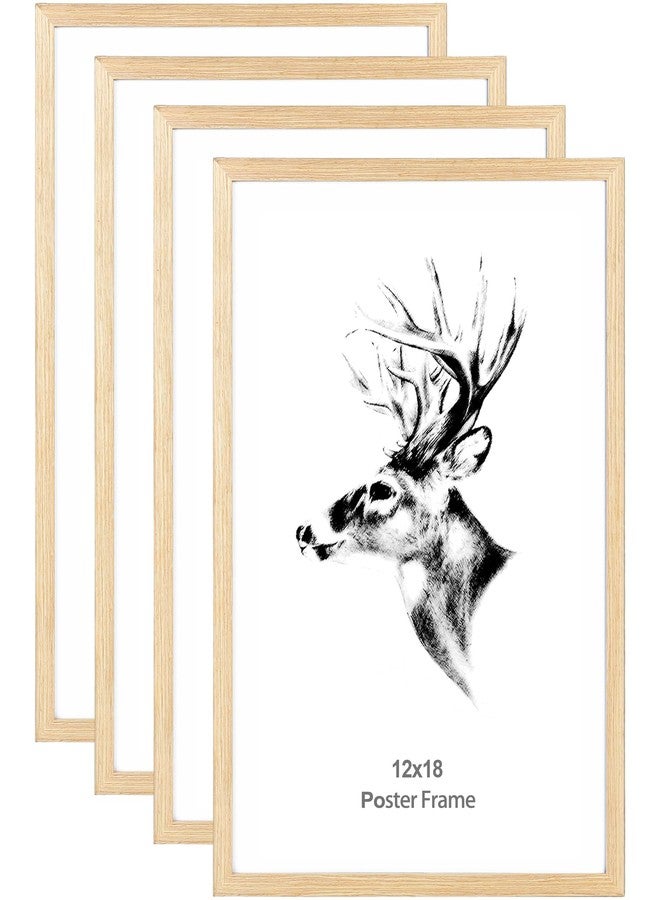 Yaetm 12x18 Frame Set of 4, Natural Solid Oak Wood Picture Frame 12 x 18 for Photos, Posters & Art Prints, Horizontal and Vertical Wall Mount (4 pack, Oak) - Image 1