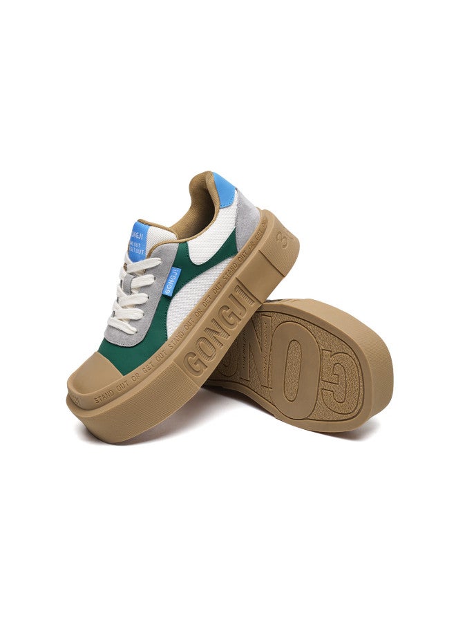 Gongji [zhang Yanqi Edition] Casual Retro Canvas Sneakers Height Increasing Sports Shoes Green (men) Size 43 - Image 1