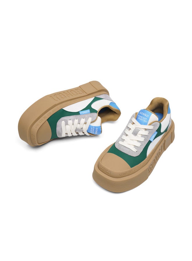 Gongji [zhang Yanqi Edition] Casual Retro Canvas Sneakers Height Increasing Sports Shoes Green (men) Size 43 - Image 3