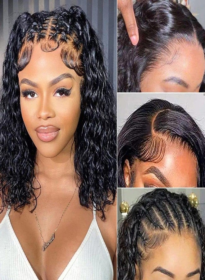 WPPIKK 13x4 Lace Front Wigs For Black Women Human Hair Pre Plucked Brazilian Wet and Wavy Lace Front Wigs Human Hair Curly Lace Frontal Wigs Human Hair 150% density (12 Inch) - Image 1