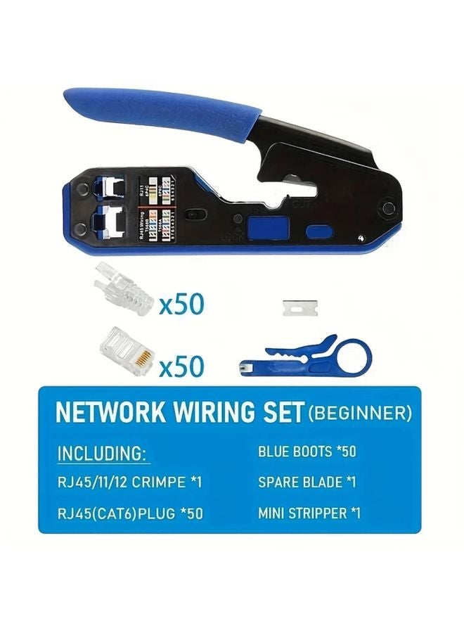 Beginner RJ45 Cat5 Cat6 Crimper Tool Multifunctional Network Cable Crimping Pliers Wire Stripper - Image 1