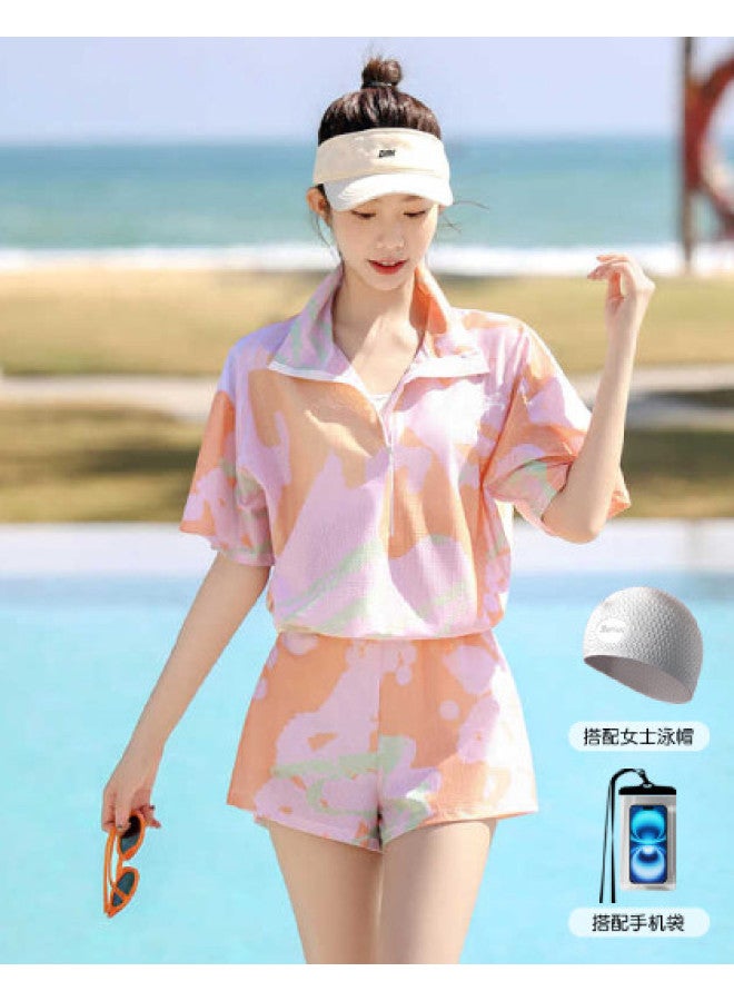YouYou Women's Swimsuit 2025 New Conservative Two-piece Tummy Control Slimming Swimsuit Hot Style Plus Size Swimsuit Three-piece Set - Image 1