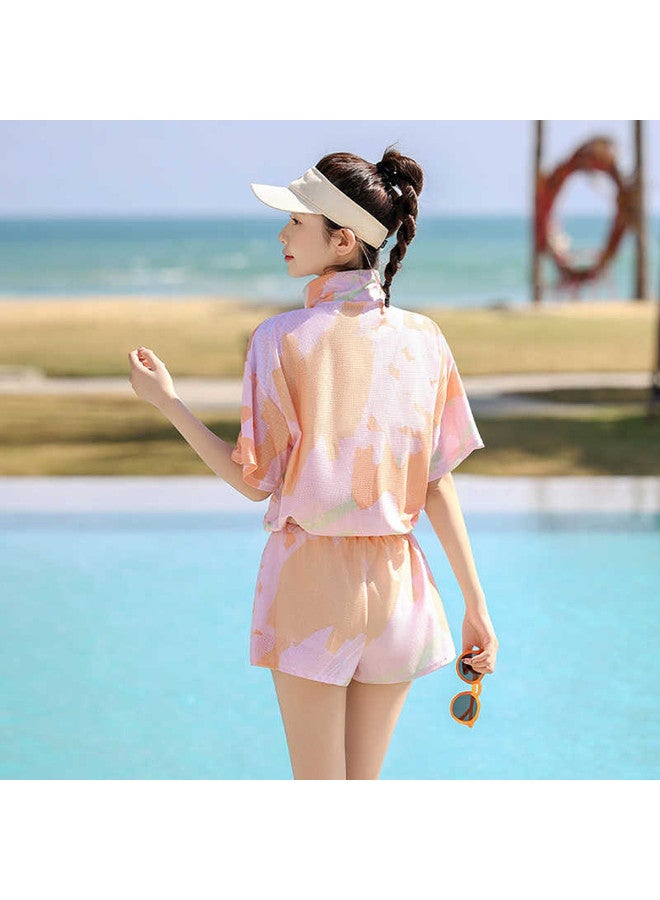 YouYou Women's Swimsuit 2025 New Conservative Two-piece Tummy Control Slimming Swimsuit Hot Style Plus Size Swimsuit Three-piece Set - Image 5