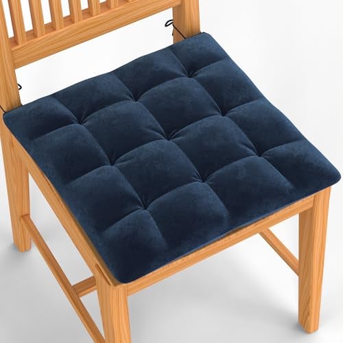 MY ARMOR Square Chair Pads Cushion for Comfortable Sitting - 40x40 Cm Seat Cushions with Ties for Sitting, Pooja, Dining & Office Tables - Navy Blue, Pack of 1 - Image 1