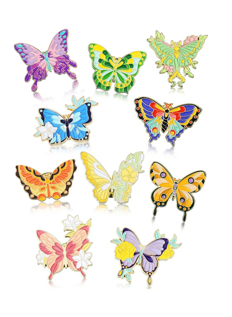 SYOSI Butterfly Enamel Pins Set, Enamel Pins for Backpacks, Lapel Pins Brooches, Enamel Pins for Backpacks Cool Horror Enamel Lapel Pins Steampunk Brooches Pins for Hats Clothes Women Men 10 Pieces - Image 1