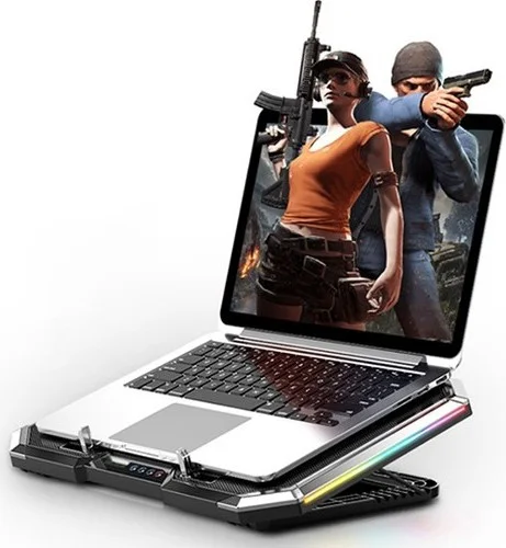 بولهاموبيل Height Adjustable Fan Notebook Cooler, RGB LED Lighted Laptop Cooler, 6 Fans