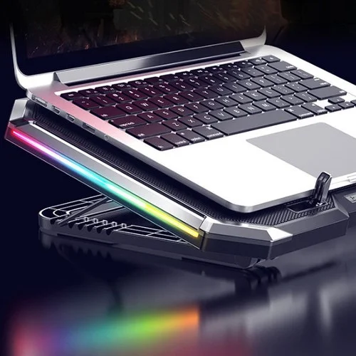 بولهاموبيل Height Adjustable Fan Notebook Cooler, RGB LED Lighted Laptop Cooler, 6 Fans