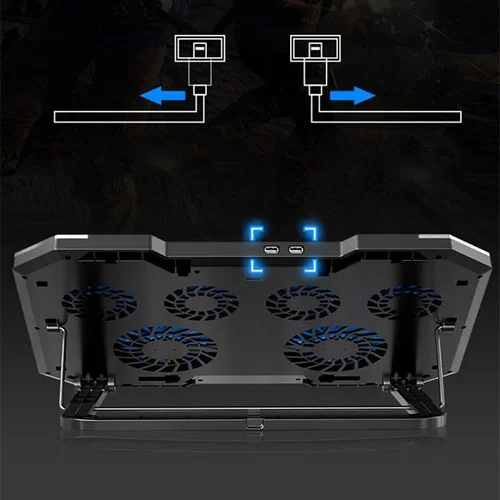 بولهاموبيل Height Adjustable Fan Notebook Cooler, RGB LED Lighted Laptop Cooler, 6 Fans