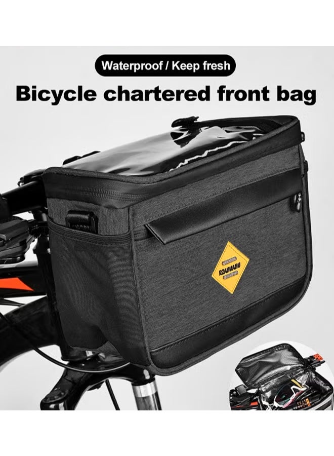 EETU Bike Front Basket,Bicycle Handlebar Bag With Touch-Screen Phone Bag Fit Phone Under 7 - Image 2