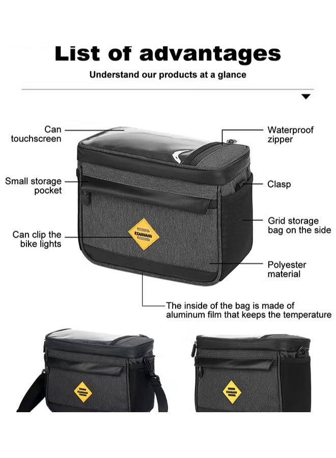 EETU Bike Front Basket,Bicycle Handlebar Bag With Touch-Screen Phone Bag Fit Phone Under 7 - Image 5