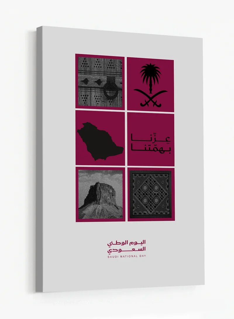 Lowha Canvas Wall Art Stretched Over Wooden Frame for Saudi National Day Celebrations